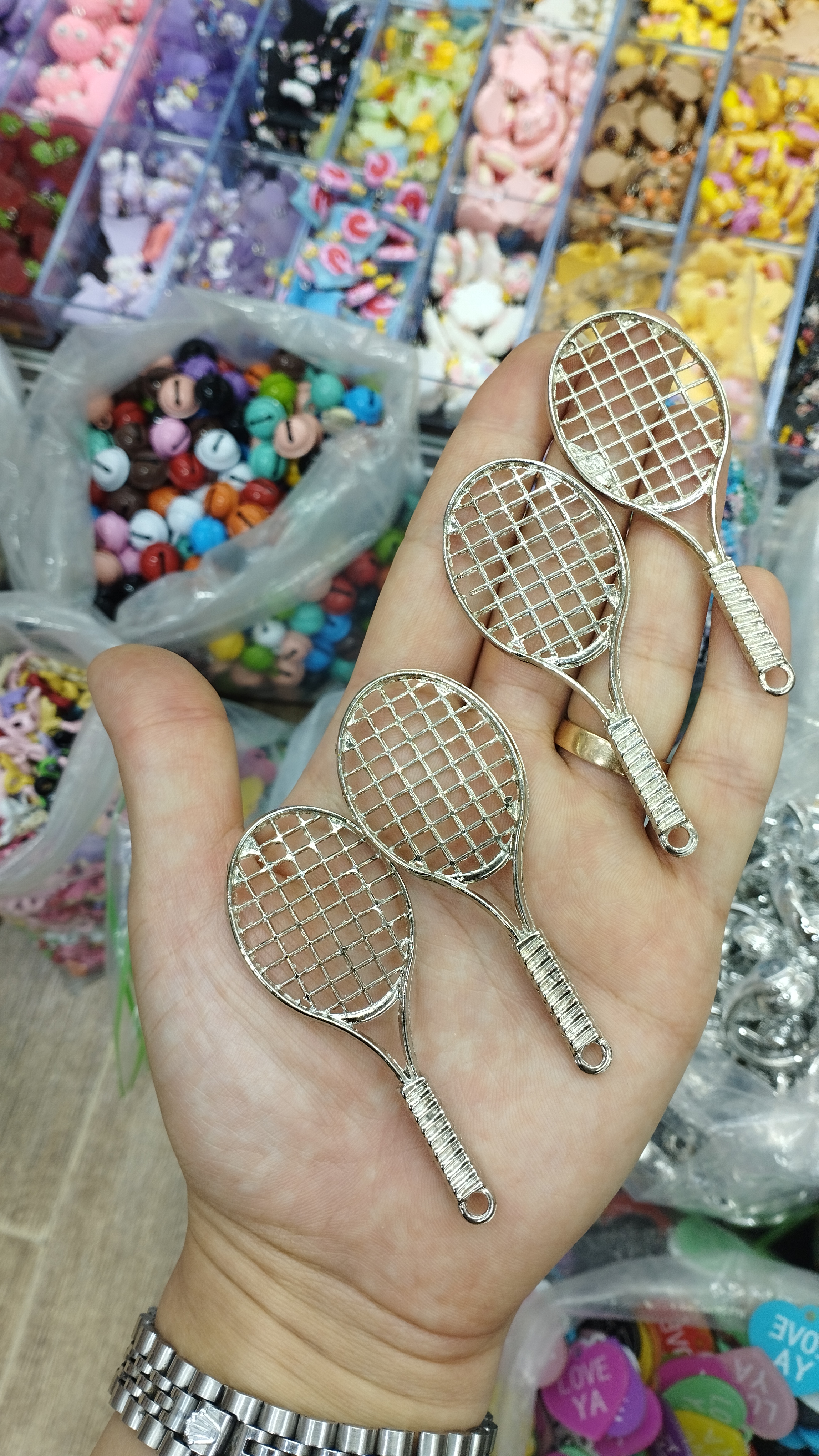 راکت تنیس فلزی رنگ نقره ای (حداقل سفارش ۵عدد)